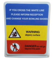 Capping Safety Warning Wedge Sign (white foul line) - Safety