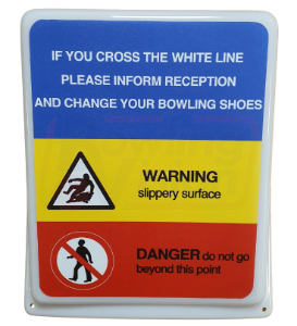 Capping Safety Warning Wedge Sign (white foul line) - Safety
